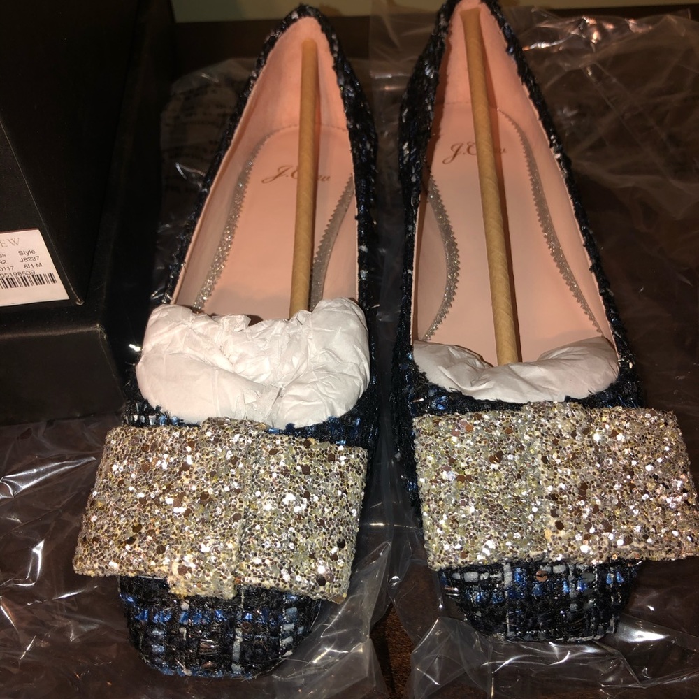 J Crew Sally ballet flat in blue tweed